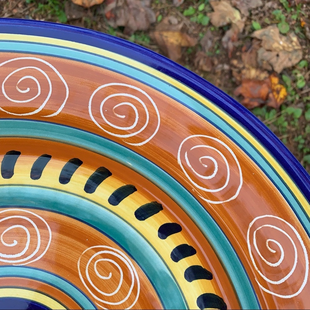 Pier 1 Hand Painted Italian Swirl Serving Platter Plater Chop Plate 14 3/4” - Picture 5 of 9